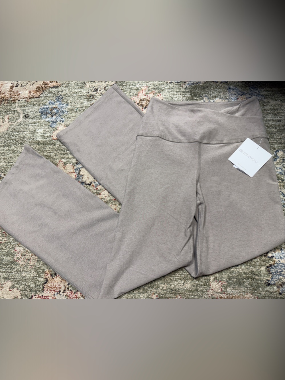 Beyond Yoga Wide-Leg Cross Waist Pants in Taupe